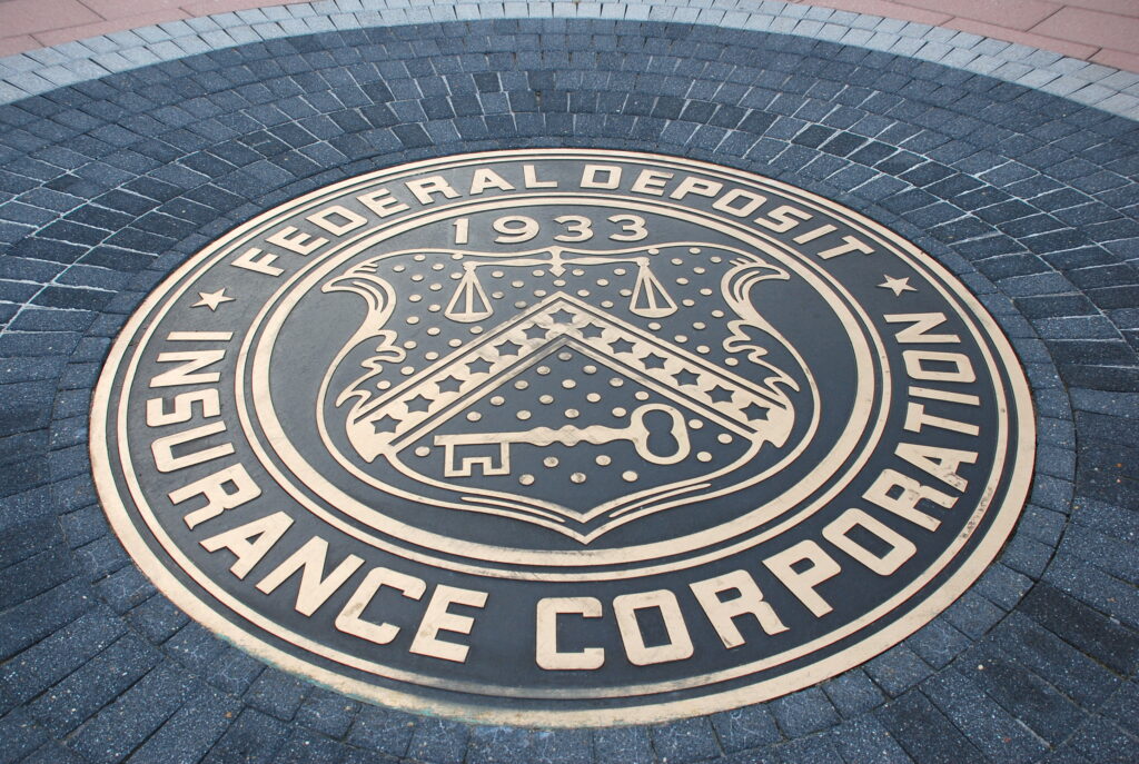 Seal of the Federal Deposit Insurance Corporation (FDIC) in its head office in Arlington, VA. Source: Adam Fagen via Flickr.com